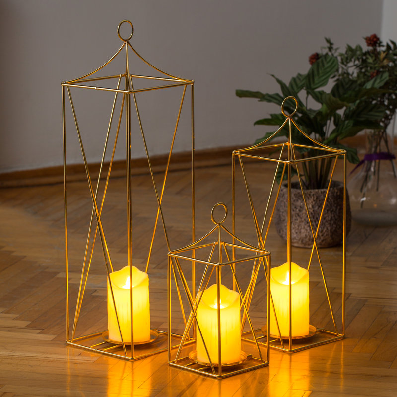 Mercer41 3 Piece Metal Floor Lantern Set Wayfair